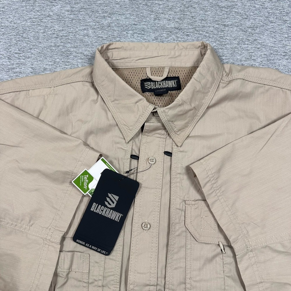 Blackhawk! Shirt Mens Size 3XL Tan Pursuit Ripstop Tactical Short Sleeve